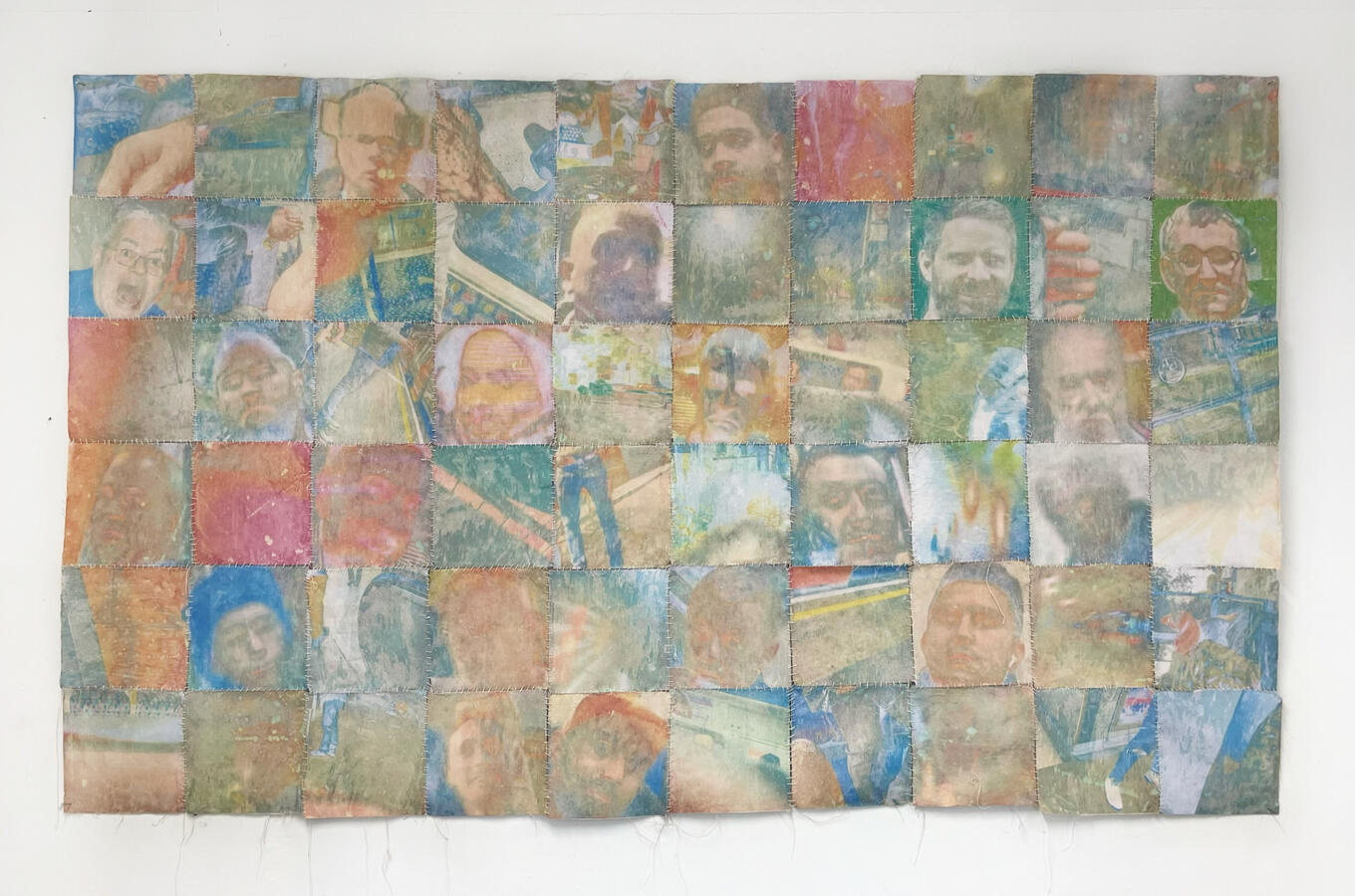The Men of November Hand-sewn patchwork tapestry, image transfers on canvas 1.5 x 2 m 2025